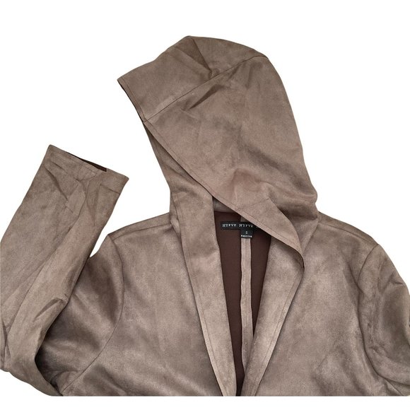 HYFVE WOMENS MUSHROOM/BEIGE LONG SLEEVE FAUX SUEDE JACKET W/HOOD W/POCKETS - - Picture 10 of 10